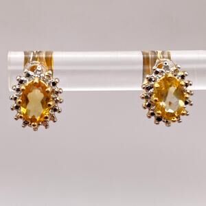 NWOT Yellow Spinel Stud Earrings Gold Over 925 Sterling Silver Illusion Setting